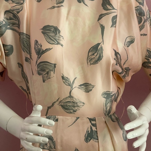 Vintage Silk DRESS Backless Dolman Sleeve SZ 4 Train Structured Shoulders Pink - Picture 5 of 13